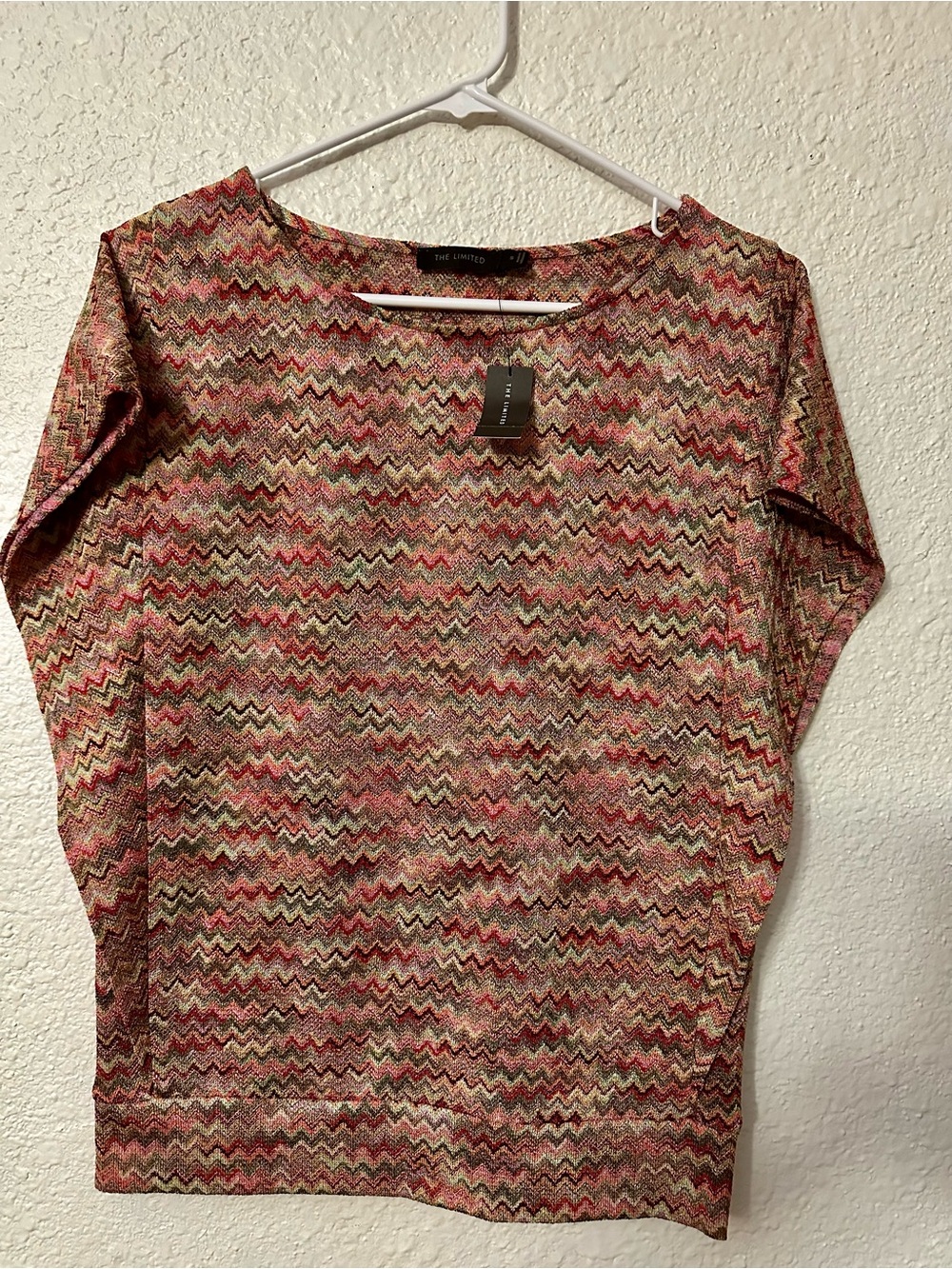The Limited Multicolor Chevron Short Sleeve Top - Pink Mix